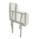 32" x 22.5" White Padded Wall Mount Folding Right-Handed Transfer Bench Shower Seat with Legs, ADA Compliant