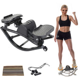 Rock Stepper Cardio Machine for Home Workouts | Low-Impact Fat Burner & Glute Toner with Digital Monitor | 15-Min Quick Silent Stepper, Includes Anti-Slip Mat & Side-to-Side Motion (Black)