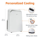 Amazon Basics 4-In-1 Portable Air Conditioner with Remote, Timer, Sleep Mode, Auto Swing, Cool/Heat/Dry/Fan-Only Functions, 13500 BTU (ASHRAE), Cools Up to 550 Sqf, Energy Saving, White