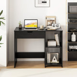 Tangkula Computer Desk with Lift Top, Space Saving Standing Desk with Hidden Compartment and Open Storage Shelves