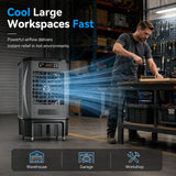 JUPITER-16 9000CFM 3600 Sq Ft Portable Evaporative Air Cooler with Remote, Swing Feature, 12 Gal Tank, Commercial Use, Industrial Strength for Large Facilities: Warehouses, Factories, Restaurants