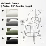 BONBEUR Swivel Counter Height Bar Stools Set of 4, 26 Inch Upholstered Counter Stools with Backs & Solid Rubberwood Legs, Modern Bar Stools for Kitchen Island, Home Pub, Cream White