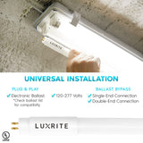 LUXRITE 30-Pack 4FT T5 LED Tube Lights, Type A+B, 24W=54W, 3500K Natural White, 45.78", Ballast and Ballast Bypass Compatible, Single or Double End Powered, F54T5 Fluorescent Replacement, Damp Rated