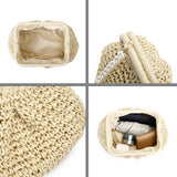 tutuebobe Summer Straw Bag Clutch Purses for Women, Beach Woven Straw Crossbody Handbags with Pearl Chain, Dumpling Wicker Purse (white)