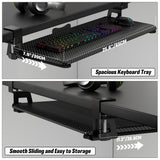 Under Desk Keyboard Tray, Slide-Out Keyboard Drawer with C-Clamp 25.6"x11.8"