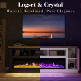 LUXOAK 75" TV Stand with 60" Glass Electric Fireplace for TVs up to 85"
