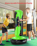QPAU Punching Bag for Kids, 66 Inch Stable Inflatable Boxing Bag with Boxing Gloves, Stand Kids Punching Bag Toy for Boys & Girls Age 5-12, Boxing Set for Practicing Karate, Taekwondo, MMA QPAU