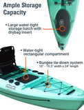 Brooklyn 12.0 Pro Single Propeller Pedal Kayak by BKC, 12 ft Sit-On-Top Fishing Kayak, Hands-Free Pedal Drive, Rudder Steering, 70 lb Hull, Rod Holders & Large Storage (Teal)