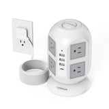 TESSAN Tower Power Strip 10 ft, Long Flat Extension Cord with Multiple Outlets, 8 AC Outlets with 4 USB Ports (1 USB C), Charging Station with, for Home Office Dorm