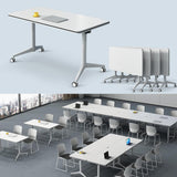 Conference Room Tables with Wheels Foldable Large Rectangle Meeting Seminar Table for 6-12 People