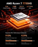 KAMRUI Mini PC Ryzen 7 7735HS 16GB LPDDR5 RAM 512GB SSD (8C/16T, 4.75GHz)