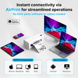 KNAON AirPrint Thermal Label Printerr + 500 PCS Thermal Shipping Label, Wireless Wi-Fi Shipping Label Printer for Small Business, Support iPhone,Android,Windows,Mac,Chromebook,Works with USPS