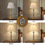 AIDENOEY 28.5" Traditional Table Lamp Set of 2, Rustic Farmhouse Table Lamps for Living Room Bedroom, Bedside Desk Lamps Vintage Nightstand Lamps with Silk Fabric Shades，Antique Gold Table Lamp