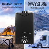 US Fast Arrival Tankless Water Heater Propane, 4.21GPM 16L Outdoor Portable Gas Instant Hot Water Heater with Digital Display Sprinkler for Camping Barn Cabin RV 1 Set