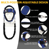 Fitness Neck Head Harness Trainer, Adjustable Chin Workout Strap and Head Harness Strength with 30 Lb Resistance Bands, Neoprene Neck Workout Exerciser for Weight Lifting, Home and Gym Equipment, Blue
