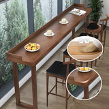 Modern Farmhouse Solid Wood Bar Table, 55.1" Long Narrow Counter Height Dining Table with Raised Edge, Space-Saving Rectangular High Table for Kitchen, Coffee Bar, or Window Area (Stools Not Included)