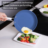 MsMk 5-Piece Ceramic Non Stick Pans Set 8, 10, 12 Inch Frying Pans, 10inch and 12 Inch with Tempered Glass Lids, Stay-Cool Handles