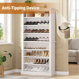 knoworld Freestanding Shoe Cabinet, Holds 40-45 Pairs, 71 Inch Tall 9-Tier Shoe Rack with Adjustable Shelves, Heavy Duty Open Storage Organizer for Entryway Hallway，White