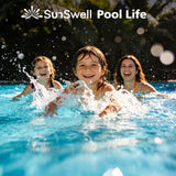 SunSwell 18' x 9' x 47" Rectangular Above Ground Pool Set with Removable Ladder and Filter Pump, Large Swimming Pool for Backyard, Gray