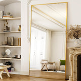 GLSLAND-38 x 77" Rectangular Full Length Mirror - Large Floor Mirrors Aluminum Alloy Frame Full Body Dressing Mirror for Bedroom, Living Room,Gold
