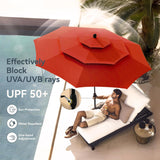 PHI VILLA Outdoor Round Table Set w/Umbrella, 5pc Patio Metal Furniture