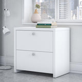 Bush Business Furniture Echo Lateral File Cabinet in Pure White with Satin Silver Handles