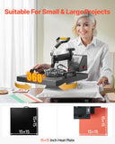 15x15 Inch Professional Swing Away Digital Tshirt Press Machine for Sublimation, Vinyl, Heat Transfer Projects