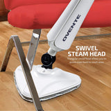 OVENTE Electric Steam Mop Cleaner, 1300W Steamer for Cleaning Tiles and Hardwood Floors with Swivel Head, Refillable Water Tank and Microfiber Pad, Great for Sanitizing Flat Surfaces, White ST405W OVENTE