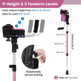 Carehofu Crutches for Adults 3-Angle Adjustable Forearm Crutches Non-Slip Handles with EVA Elbow Support, Ergonomic Forearm Crutches for Leg Injury, Surgery Recovery, Disabled, Not a Pair (Pink)