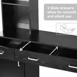 4ever2buy Salon Station for Hair Stylist, Salon Wall Station with Barber Cabinet, Hair Stations Equipment Hair Dryer Holder, Drawers, Wall Mount Barber Beauty Station, Mirror not Included, Black