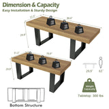 Rustic Extendable Dining Room Table for 8 10, 70.9" (86.6") x 31.5", Rectangular Dinner Table for 6-10, Mid Century Modern Expandable