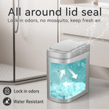 Trash Can, 1.8 Gallon Smart Opening Garbage Bin for Bathroom, Bedroom, Kitchen, Office 7 Liter Compact Stainless Steel