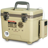 ENGEL 7.5 Quart Live Bait Cooler PRO for Fishing - Portable Minnow and Bait Bucket with Lithium-Ion Rechargeable Aerator - Tan (7.5Qt)