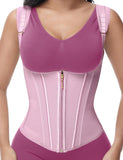 SHAPSHE Waist Trainer for Women, Tummy Control Sports Girdle, Workout Body Shaper with Adjustable Shoulder Strap Pink L