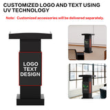 Logo & Text Podium Stand,Wood Lectern with Adjustable Partition,Church Pulpit with Storag