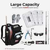 Piscifun Fishing Tackle Backpack with Rod & Gear Holder, Lightweight Outdoor Water-Resistant Fishing Shoulder Storage Bag with Protective Rain Cover, Black