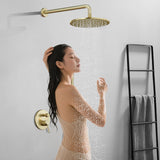Tohlar Gold Shower Faucet System, High Pressure 10 Inches Rain Shower Head and 3-Setting handheld Spray Combo, Wall Mounted Shower Head and Handle Set, Valve Body and Trim Included