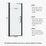 ENSO SENKA Frameless Pivot Shower Door 28.8-30" W X 72" H, 1/4" (6mm) Clear SGCC Tempered Glass, Hinged Pivot Swing Shower Door, Reversible Installation, Easy to Clean, Matte Black
