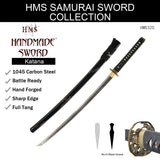 Hand Forged 1045 Steel Black Shell-Inlay Crane Katana Full Tang Sword