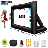 Inflatable Projector Screen - 14FT Outdoor Movie Screen Blow Up for Movie Parties Backyard Outside with Air Blower and Carry Bag, Front and Rear Projection