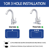 Kohonby Brushed Nickel Bathroom Sink Faucet - Single Hole, Modern Single Handle Commercial Stainless Steel Bar Faucet with Drain