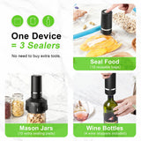 Handheld Vacuum Sealer for Food,Mason Jar Vacuum Sealer + 4Wine Vacuum Stopper +10 Reusable Vacuum Bags,Mini Small Vacuum Sealer Bags for Home,Kitchen,Travel,Fridge Meal Prep,Camping - Black