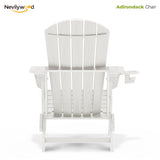 nevilywood Folding Adirondack Chairs Set of 4, HDPE Cup Holders, White