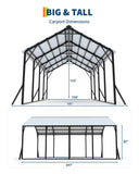 Garvee 13x21 ft Metal Carport Kit, 120° Steep-Pitch Vertical Roof for Snow Shedding, 133" High-Clearance Full-Sized Pickup & Van Shelter, Heavy-Duty Metal Car Port with Reinforced Frame