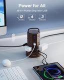 JACKYLED Power Strip Tower Surge Protector, 12 AC 6 USB (2 USB C), 1050J