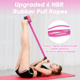 Resistance Bands with Handle, 6-Tube Elastic Foot Pedal Resistance Band, Natural Rubber Ankle Puller Sit-up Exercise, Multifunction Fitness Bands for Abdomen