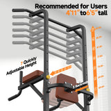 Power Tower Pull Up Station, Dip Station with Stable H-Shaped Base, Adjustable Height for Pull-Ups, Dips, Knee Raises & Calisthenics Training