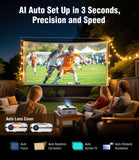 4K Smart Projector, 2400 ANSI, AI MEMC, WiFi 6, AI-PQ Auto Focus & Keystone, HDMI 2.1, 70W Dolby Audio, Home Theater Karaoke Projector with Dual Mics, Low Noise for Gaming, Party & Outdoor Camping