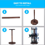 Lnmuzm 360 Degree Rotating Wood Fishing Rod Holder, fishing pole holders for garage up to 16 Fishing Rods, Fishing Gear Equipment Storage Organizer for Garage, Basement, or Shed Round