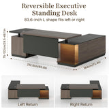 Laxodor L Shaped Executive Desk with File Cabinet Drawers Outlet USB